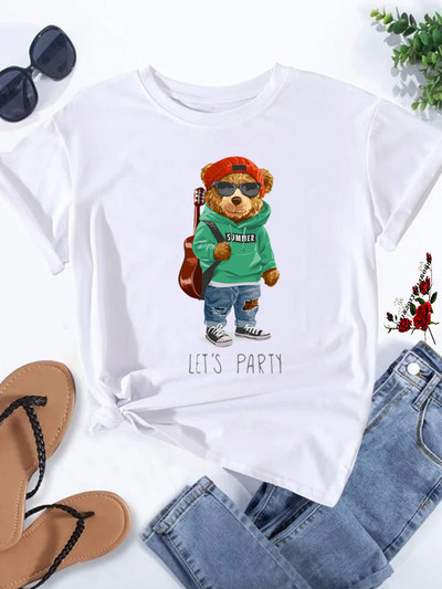 Καυτές εκπτώσεις Αστεία γυναικεία μπλουζάκια με πίντα με αρκουδάκι γκολφ Μόδα Καλοκαιρινή καθημερινή μπλούζα με κοντομάνικα μπλουζάκια Unisex Επώνυμα ανδρικά ρούχα