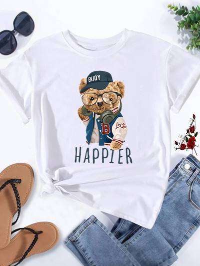 Καυτές εκπτώσεις Αστεία γυναικεία μπλουζάκια με πίντα με αρκουδάκι γκολφ Μόδα Καλοκαιρινή καθημερινή μπλούζα με κοντομάνικα μπλουζάκια Unisex Επώνυμα ανδρικά ρούχα