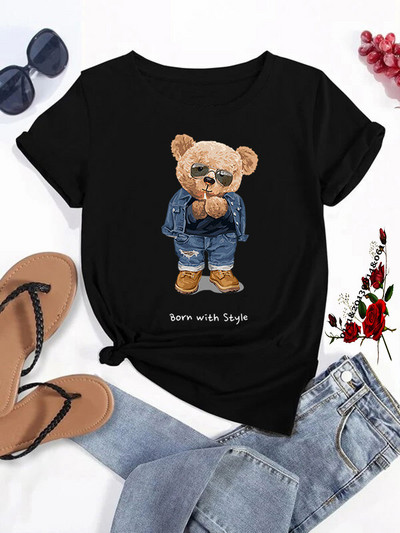 Καυτές εκπτώσεις Αστεία γυναικεία μπλουζάκια με πίντα με αρκουδάκι γκολφ Μόδα Καλοκαιρινή καθημερινή μπλούζα με κοντομάνικα μπλουζάκια Unisex Επώνυμα ανδρικά ρούχα