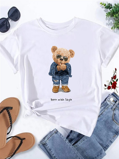 Καυτές εκπτώσεις Αστεία γυναικεία μπλουζάκια με πίντα με αρκουδάκι γκολφ Μόδα Καλοκαιρινή καθημερινή μπλούζα με κοντομάνικα μπλουζάκια Unisex Επώνυμα ανδρικά ρούχα