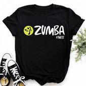 Tricou negru Zumba de modă Îmbrăcăminte pentru femei Fitness Dance Letter Tricou grafic Cămașă Sport Gimnastică Tricou pentru femei Topuri