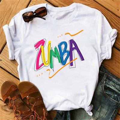 Tricou negru Zumba de modă Îmbrăcăminte pentru femei Fitness Dance Letter Tricou grafic Cămașă Sport Gimnastică Tricou pentru femei Topuri