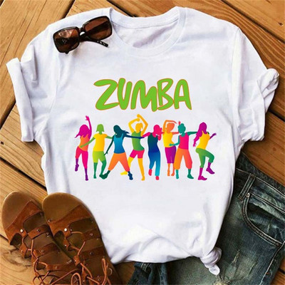 Tricou negru Zumba de modă Îmbrăcăminte pentru femei Fitness Dance Letter Tricou grafic Cămașă Sport Gimnastică Tricou pentru femei Topuri