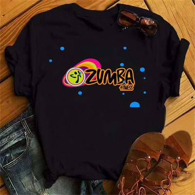 Tricou negru Zumba de modă Îmbrăcăminte pentru femei Fitness Dance Letter Tricou grafic Cămașă Sport Gimnastică Tricou pentru femei Topuri