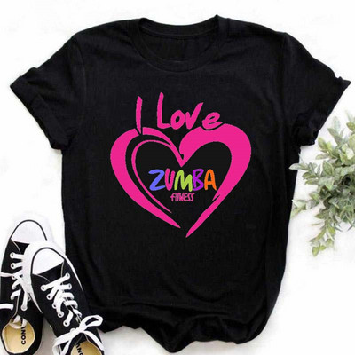Tricou negru Zumba de modă Îmbrăcăminte pentru femei Fitness Dance Letter Tricou grafic Cămașă Sport Gimnastică Tricou pentru femei Topuri