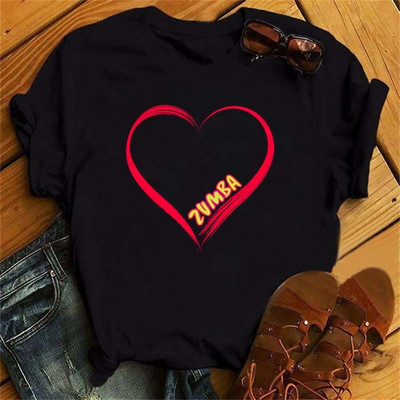 Tricou negru Zumba de modă Îmbrăcăminte pentru femei Fitness Dance Letter Tricou grafic Cămașă Sport Gimnastică Tricou pentru femei Topuri