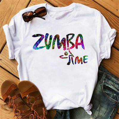 Tricou negru Zumba de modă Îmbrăcăminte pentru femei Fitness Dance Letter Tricou grafic Cămașă Sport Gimnastică Tricou pentru femei Topuri