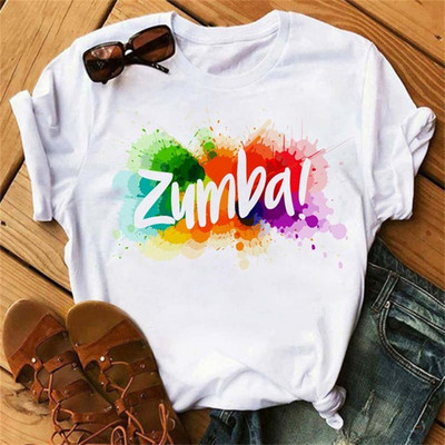 Tricou negru Zumba de modă Îmbrăcăminte pentru femei Fitness Dance Letter Tricou grafic Cămașă Sport Gimnastică Tricou pentru femei Topuri
