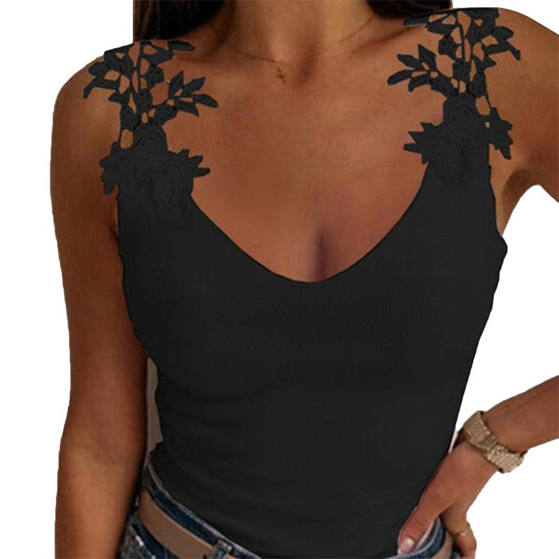 Naiste 2023. aasta suvetopp, varrukateta pitsiline topp Seksikas naiste T-särk, vestiga manteltopid Naiste vestiga topid valged mustad naiste