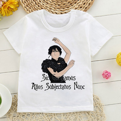 Tricou cu desene animate Wednesday Addams Tricou pentru copii I Hate People Haine Copil Fata Baiat Nevermore Academy Tricou Bebeluș Casual Top