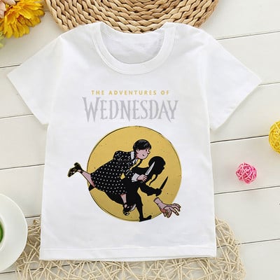 Tricou cu desene animate Wednesday Addams Tricou pentru copii I Hate People Haine Copil Fata Baiat Nevermore Academy Tricou Bebeluș Casual Top