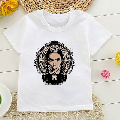 Tricou cu desene animate Wednesday Addams Tricou pentru copii I Hate People Haine Copil Fata Baiat Nevermore Academy Tricou Bebeluș Casual Top