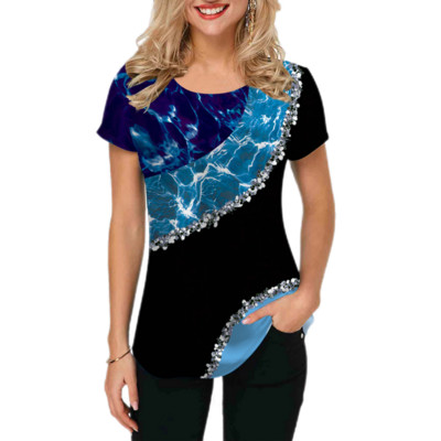 Îmbrăcăminte de lux nouă pentru femei Îmbrăcăminte de vară Tricouri 3d cu imprimare cu trandafiri Tricouri pentru fete Îmbrăcăminte de stradă cu gâtul O Îmbrăcăminte supradimensionată Laides 2023