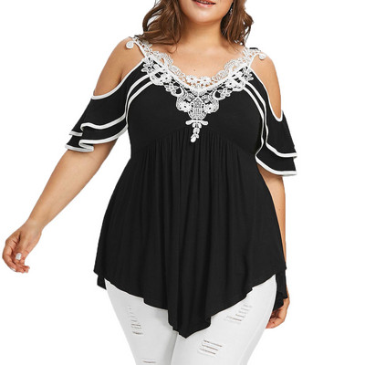 Plus široke bluze velike veličine Ženske majice Ulična odjeća Čipkana majica s otvorenim ramenima Gornji dijelovi tunike Ženska odjeća 3XL 4XL 5XL