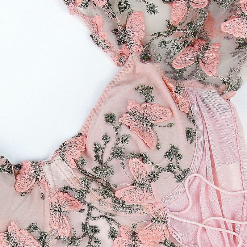 Ženska bluza golih leđa Korzet s grudnjakom s ugrađenim leptirom Vez u obliku leptira Mrežaste bluze na čipke Ženske