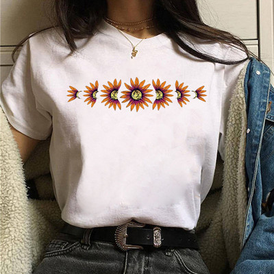 Tricou negru de damă New Moon Tricou casual de damă cu gât rotund Tricou de damă cu imprimeu Lunar Eclipse