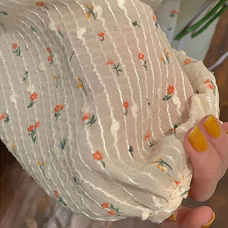 Ženske bluze s cvjetnim kopčanjem, jednorednim kopčanjem, šifon s okruglim izrezom, slatki, nježni, elegantni lampion rukavi Ulzzang vila Retro košulje Novo