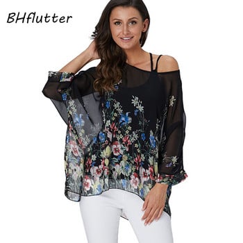 BHflutter 4XL 5XL 6XL Plus Size Μπλούζα Γυναικεία Πουκάμισο Νέα ριγέ στάμπα καλοκαιρινά μπλουζάκια μπλουζάκια μπλουζάκια μανίκια casual σιφόν 2019