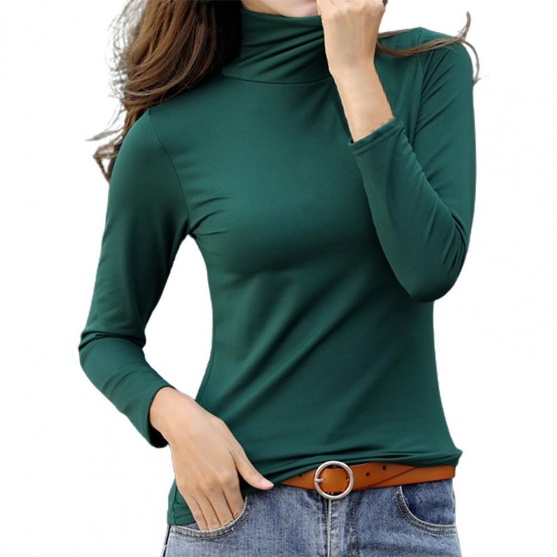 2021-es őszi alaping női blúz, termikus egyszínű, magas gallérú pulóverek vékony plüss vékony női blúzok felső