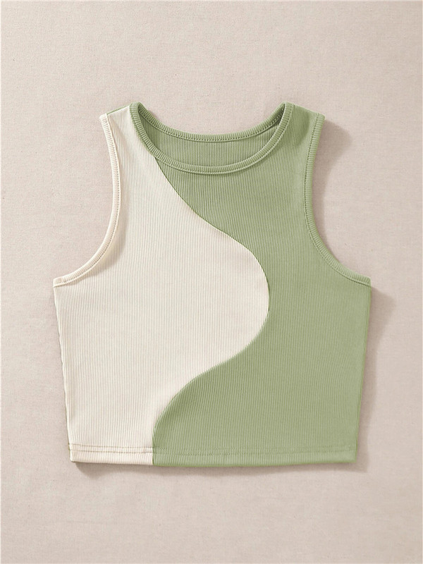 Tricou drăguț pentru femei, în stil preppy, mozaic, de vară, cu decolteu, fără mâneci, bodycon, crop tops, haine Y2K, îmbrăcăminte de stradă, vestă pentru bebeluși