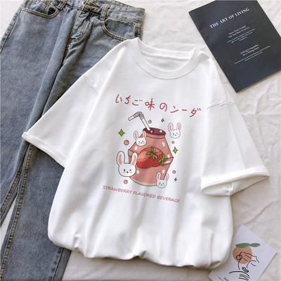 Kawaii ženske ležerne široke majice sa slatkim crtanim motivima i printom na cimetu, ležerna osnova Bijela majica Harajuku Streetwear majice