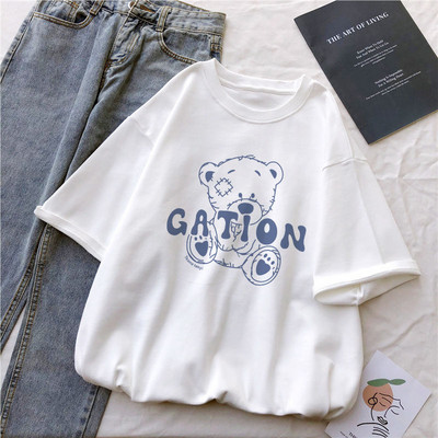 Kawaii ženske ležerne široke majice sa slatkim crtanim motivima i printom na cimetu, ležerna osnova Bijela majica Harajuku Streetwear majice