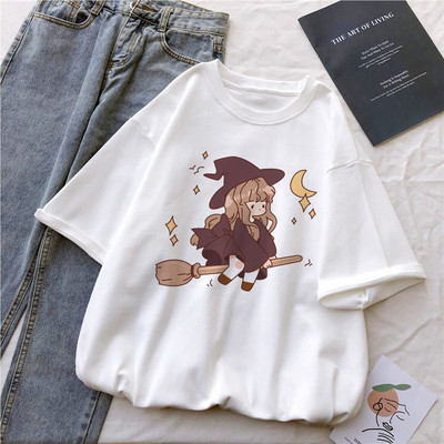 Kawaii ženske ležerne široke majice sa slatkim crtanim motivima i printom na cimetu, ležerna osnova Bijela majica Harajuku Streetwear majice