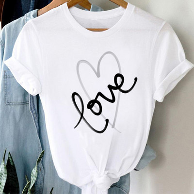Nova modna ženska majica majica s geometrijskim ispisom srca Ženske ženske ležerne majice kratkih rukava s O-izrezom Ženska slatka smiješna majica