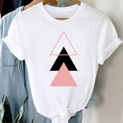 Nova modna ženska majica majica s geometrijskim ispisom srca Ženske ženske ležerne majice kratkih rukava s O-izrezom Ženska slatka smiješna majica