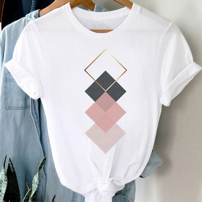 Nova modna ženska majica majica s geometrijskim ispisom srca Ženske ženske ležerne majice kratkih rukava s O-izrezom Ženska slatka smiješna majica