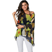 Γυναικείες μπλούζες BHflutter Plus Size 2019 Νέο στυλ Batwing Casual καλοκαιρινό πουκάμισο μπλούζα Γυναικείο Boho σιφόν πουκάμισα μπλουζάκια Chemise Femme