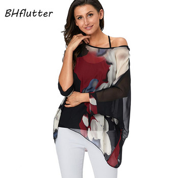 Γυναικείες μπλούζες BHflutter Plus Size 2019 Νέο στυλ Batwing Casual καλοκαιρινό πουκάμισο μπλούζα Γυναικείο Boho σιφόν πουκάμισα μπλουζάκια Chemise Femme