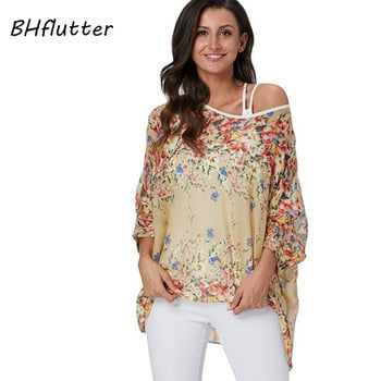 Γυναικείες μπλούζες BHflutter Plus Size 2019 Νέο στυλ Batwing Casual καλοκαιρινό πουκάμισο μπλούζα Γυναικείο Boho σιφόν πουκάμισα μπλουζάκια Chemise Femme