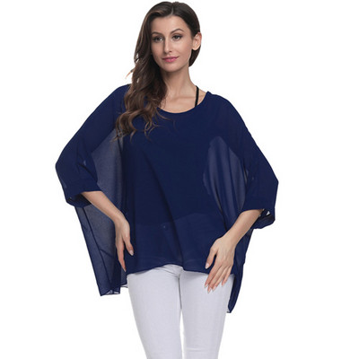 Γυναικείες μπλούζες BHflutter Plus Size 2019 Νέο στυλ Batwing Casual καλοκαιρινό πουκάμισο μπλούζα Γυναικείο Boho σιφόν πουκάμισα μπλουζάκια Chemise Femme