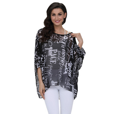 Γυναικείες μπλούζες BHflutter Plus Size 2019 Νέο στυλ Batwing Casual καλοκαιρινό πουκάμισο μπλούζα Γυναικείο Boho σιφόν πουκάμισα μπλουζάκια Chemise Femme