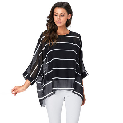 Γυναικείες μπλούζες BHflutter Plus Size 2019 Νέο στυλ Batwing Casual καλοκαιρινό πουκάμισο μπλούζα Γυναικείο Boho σιφόν πουκάμισα μπλουζάκια Chemise Femme