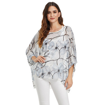 Γυναικείες μπλούζες BHflutter Plus Size 2019 Νέο στυλ Batwing Casual καλοκαιρινό πουκάμισο μπλούζα Γυναικείο Boho σιφόν πουκάμισα μπλουζάκια Chemise Femme