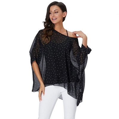 Γυναικείες μπλούζες BHflutter Plus Size 2019 Νέο στυλ Batwing Casual καλοκαιρινό πουκάμισο μπλούζα Γυναικείο Boho σιφόν πουκάμισα μπλουζάκια Chemise Femme