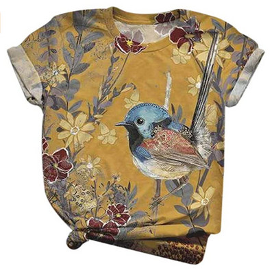 Тениска с 3d принт на сова Дамски модни големи тениски Тениски с котки Ежедневни горнища с къс ръкав Тениски с животни Куче Тениска Kawaii Camisetas