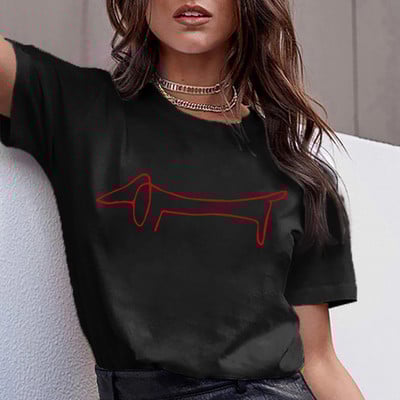 Tacskó Mopsz Teckel Vicces póló 2021 Nyári Női Harajuku Aranyos kutya póló Pit Bull póló Női póló felsők