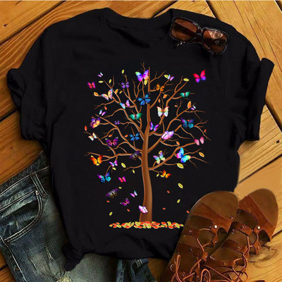 Uus mood naiste must T-särk Punase roosiga nooditrükiga T-särk Harajuku armas graafiline t-särk Naiste naiste vabaaja topid