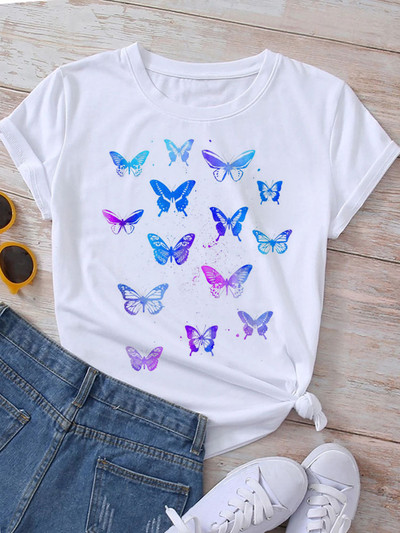 Majica s printom leptir srca Ljetne majice Ženska majica Harajuku Graphic Tee Majice Ženske majice kratkih rukava Gornji dijelovi Odjeća