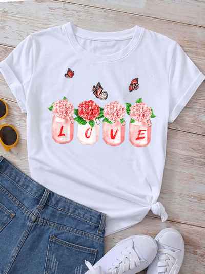 Majica s printom leptir srca Ljetne majice Ženska majica Harajuku Graphic Tee Majice Ženske majice kratkih rukava Gornji dijelovi Odjeća