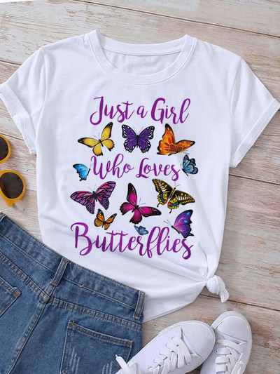 Majica s printom leptir srca Ljetne majice Ženska majica Harajuku Graphic Tee Majice Ženske majice kratkih rukava Gornji dijelovi Odjeća