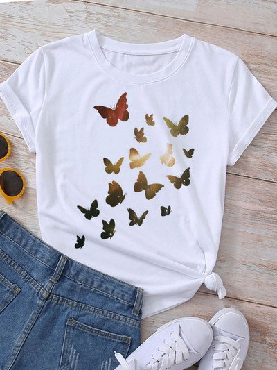 Majica s printom leptir srca Ljetne majice Ženska majica Harajuku Graphic Tee Majice Ženske majice kratkih rukava Gornji dijelovi Odjeća