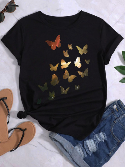 Majica s printom leptir srca Ljetne majice Ženska majica Harajuku Graphic Tee Majice Ženske majice kratkih rukava Gornji dijelovi Odjeća