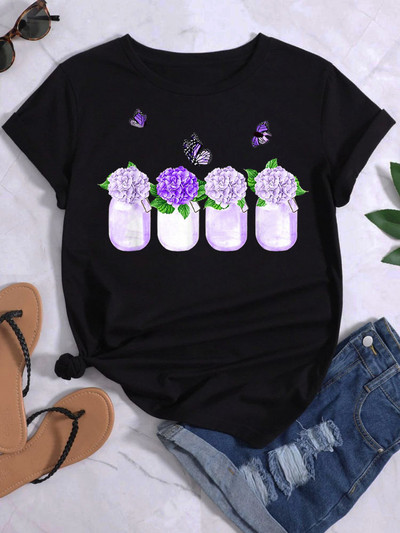 Majica s printom leptir srca Ljetne majice Ženska majica Harajuku Graphic Tee Majice Ženske majice kratkih rukava Gornji dijelovi Odjeća