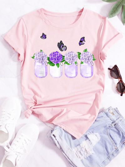 Majica s printom leptir srca Ljetne majice Ženska majica Harajuku Graphic Tee Majice Ženske majice kratkih rukava Gornji dijelovi Odjeća