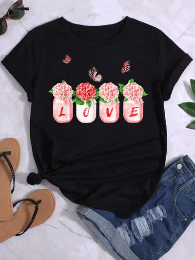 Majica s printom leptir srca Ljetne majice Ženska majica Harajuku Graphic Tee Majice Ženske majice kratkih rukava Gornji dijelovi Odjeća