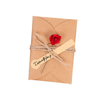 5 τμχ Μίνι φάκελος Vintage DIY Χαρτί Kraft Προσκλητήριο Ευχετήρια κάρτα με Fashion Handmade Dry Flower Wedding Party